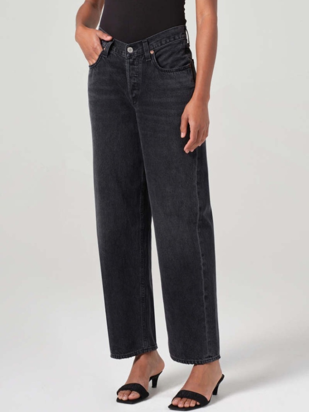 NWT Agolde V Waist Baggy Black Denim Jeans | Size 27 - Picture 3 of 15